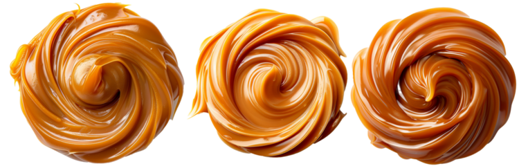 Caramel swirls isolated on transparent background