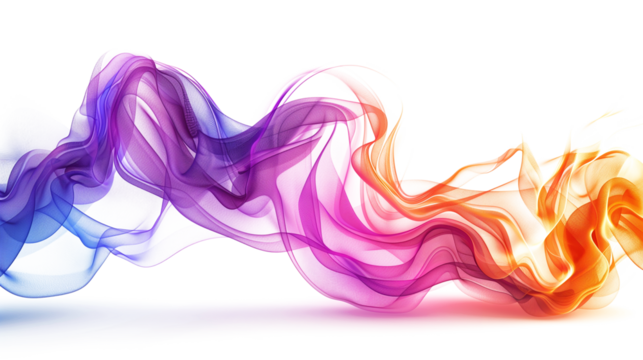 Wavy abstract color spectrum with subtle light effects isolated on transparent background