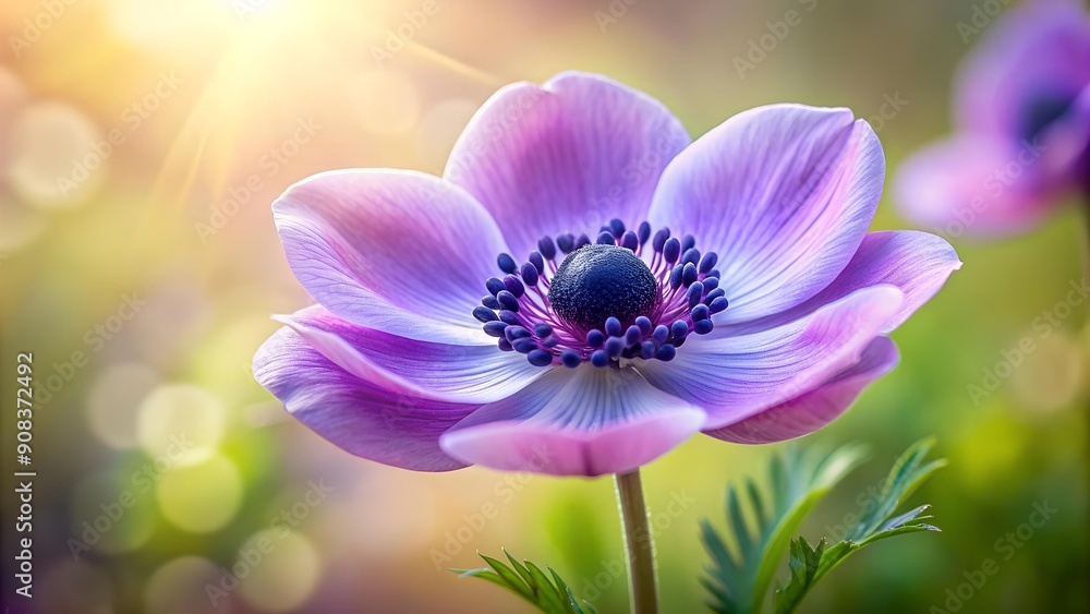 Poster anemone bloom in soft focus generative ai