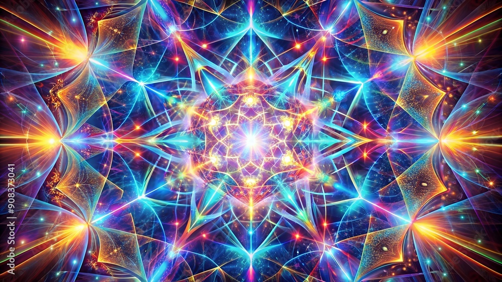 Poster luminary flux: a prismatic tapestry of light and form ai generated