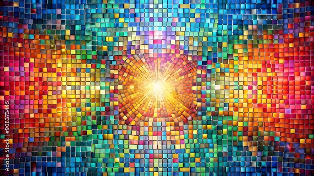 Poster prismatic mosaic: a patchwork of light and color generative ai
