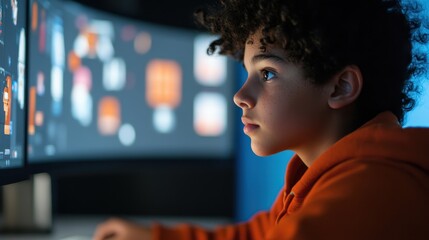 Student Engaged in Digital Animation Creation in School Setting