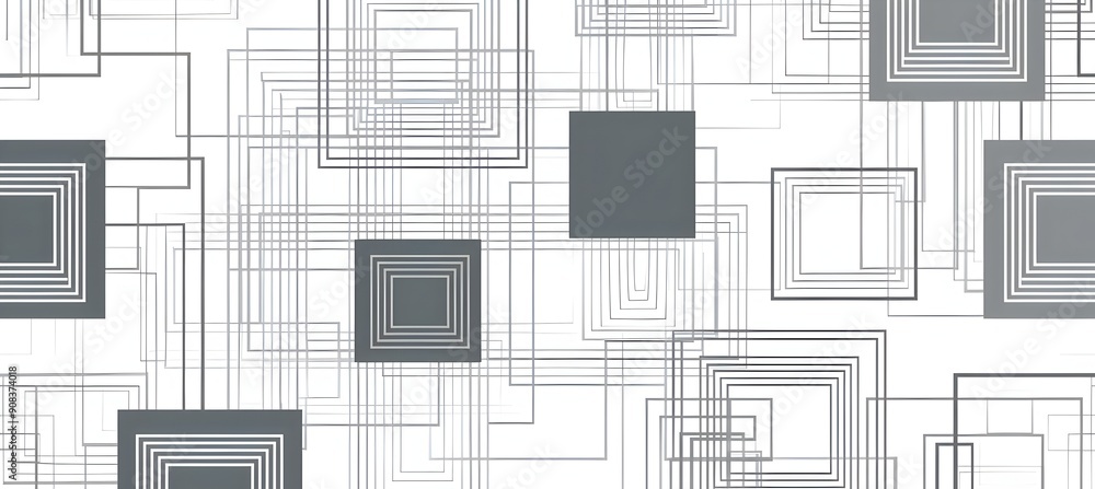 Aufkleber vector seamless pattern with thin lines and squares, geometric background for design. black and whit