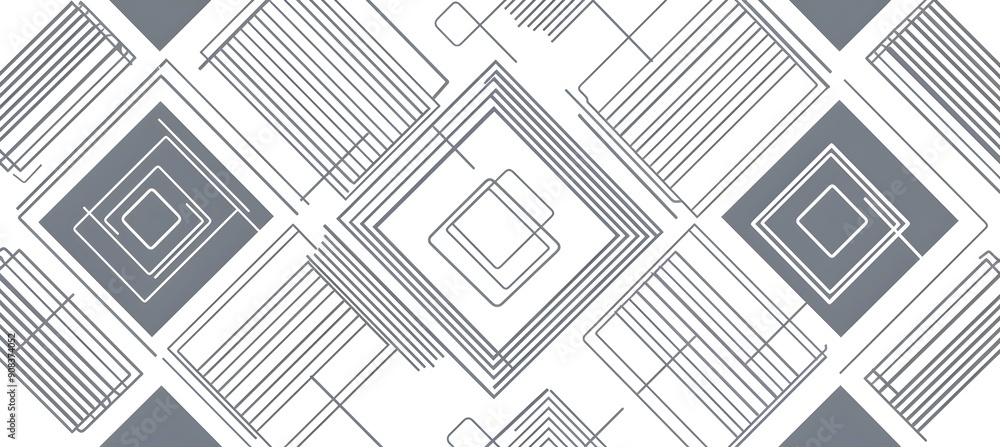 Poster Vector seamless pattern with thin lines and squares, geometric background for design. Black and white texture of the line grid on a transparent surface. Vector illustration. Abstract linear backdrop i