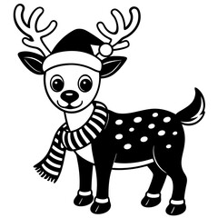 christmas reindeer with red nose, reindeer vector illustration, animal vector art, reindeer silhouette, pet vector icon, eps, Deer cartoon