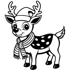 christmas reindeer with red nose, reindeer vector illustration, animal vector art, reindeer silhouette, pet vector icon, eps, Deer cartoon