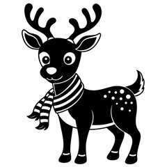 christmas reindeer with red nose, reindeer vector illustration, animal vector art, reindeer silhouette, pet vector icon, eps, Deer cartoon