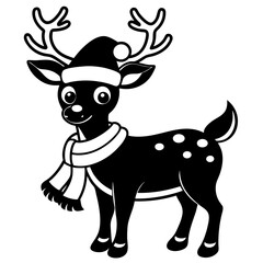 christmas reindeer with red nose, reindeer vector illustration, animal vector art, reindeer silhouette, pet vector icon, eps, Deer cartoon