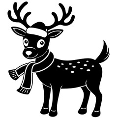 christmas reindeer with red nose, reindeer vector illustration, animal vector art, reindeer silhouette, pet vector icon, eps, Deer cartoon