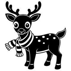 christmas reindeer with red nose, reindeer vector illustration, animal vector art, reindeer silhouette, pet vector icon, eps, Deer cartoon
