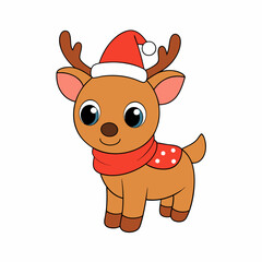 christmas reindeer with red nose, reindeer vector illustration, animal vector art, reindeer silhouette, pet vector icon, eps, Deer cartoon