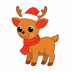 christmas reindeer with red nose, reindeer vector illustration, animal vector art, reindeer silhouette, pet vector icon, eps, Deer cartoon