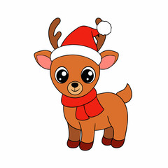 christmas reindeer with red nose, reindeer vector illustration, animal vector art, reindeer silhouette, pet vector icon, eps, Deer cartoon
