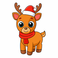 christmas reindeer with red nose, reindeer vector illustration, animal vector art, reindeer silhouette, pet vector icon, eps, Deer cartoon