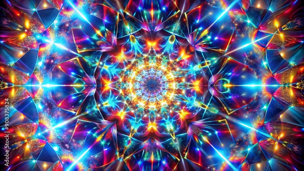 Poster prismatic echoes: reflections of light in a prismatic mirror ai generated