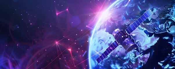 Obraz premium planet with connecting dot and line technology