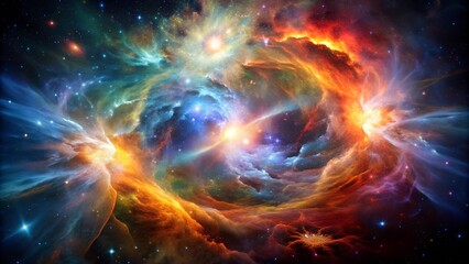 Obraz premium Celestial Symphony: A Dance of Nebulae and Supernovae Generative AI