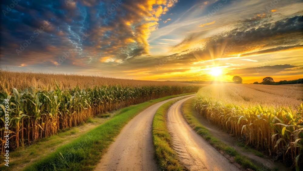 Poster golden path through the cornfields ai generated