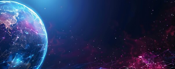 Obraz premium planet with connecting dot and line technology