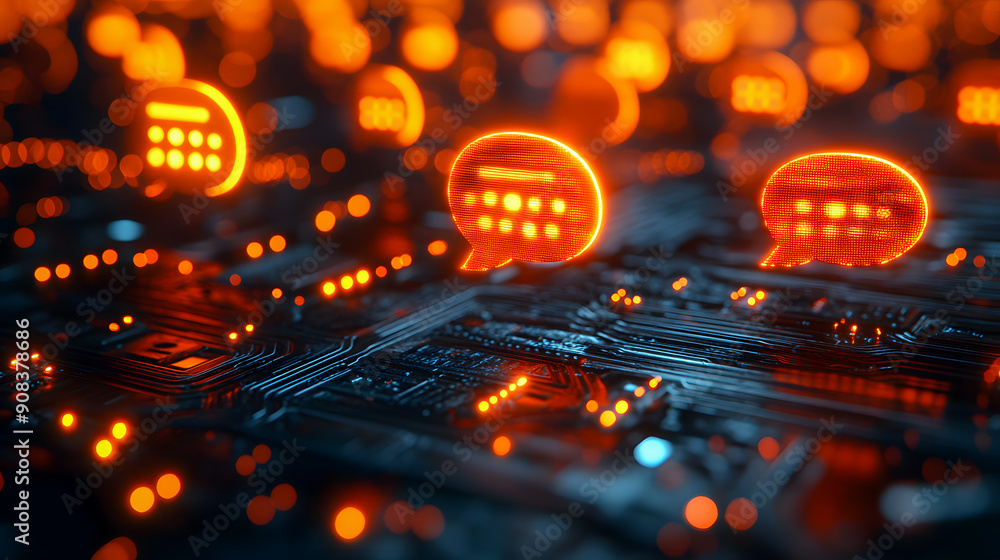 Poster vibrant circuitry a luminous of electronic innovation and connectivity this image showcases the intr