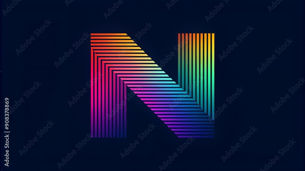Aufkleber dynamic gradient n: a tech-forward logo with energetic lines generative ai