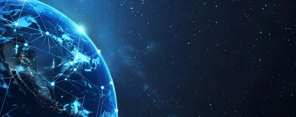 Obraz premium planet with connecting dot and line technology