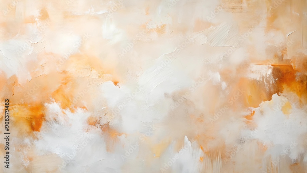 Poster whispers of peach: abstract expressionism in white and peach generative ai