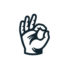 hand sign ok logo vector illustration template design