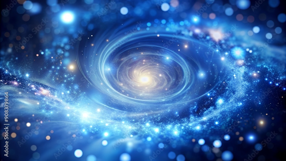 Aufkleber celestial symphony: abstract blue bokeh in deep space generative ai