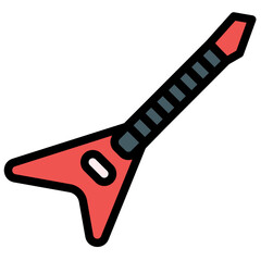Electric Guitar Icon in Filled Line Style