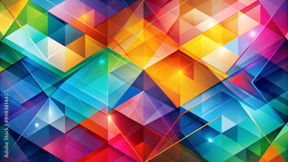 Poster a symphony of saturated hues: an abstract tapestry of overlapping geometric shapes generative ai