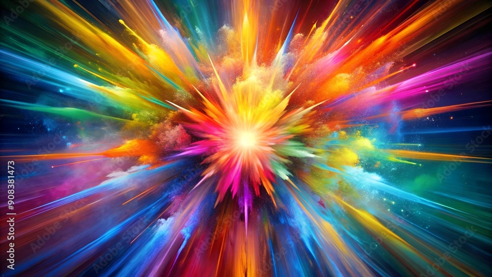 Poster chromatic explosion: a burst of color in a prismatic realm ai generated
