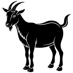 goat isolated on white, goat vector illustration, animal vector art, goat silhouette, pet vector icon, eps, goat cartoon