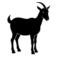 goat isolated on white, goat vector illustration, animal vector art, goat silhouette, pet vector icon, eps, goat cartoon