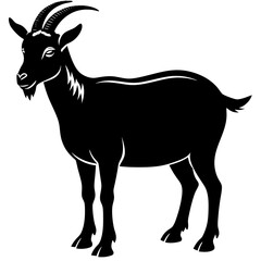 goat isolated on white, goat vector illustration, animal vector art, goat silhouette, pet vector icon, eps, goat cartoon