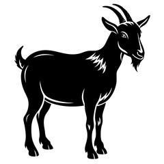 goat isolated on white, goat vector illustration, animal vector art, goat silhouette, pet vector icon, eps, goat cartoon