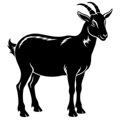 goat isolated on white, goat vector illustration, animal vector art, goat silhouette, pet vector icon, eps, goat cartoon