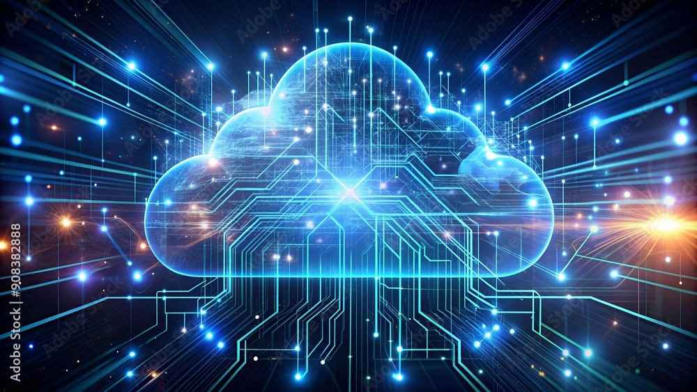 Aufkleber cybernetic symphony: an ethereal dance of data in the cloud generative ai