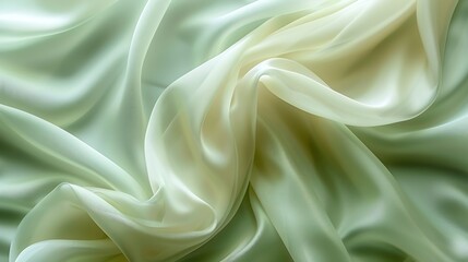 Obraz premium Sage green olive beige white abstract background Color gradient ombre Light pastel pale soft dusty Noise grain Fabric silk satin Drapery fold line Elegant luxury Design : Generative AI