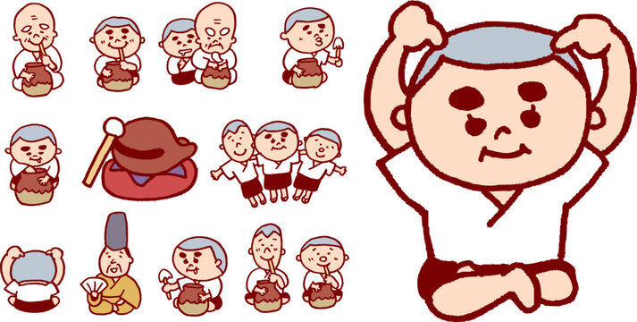 坊主頭がかわいい一休さんのかわいいキャラ素材