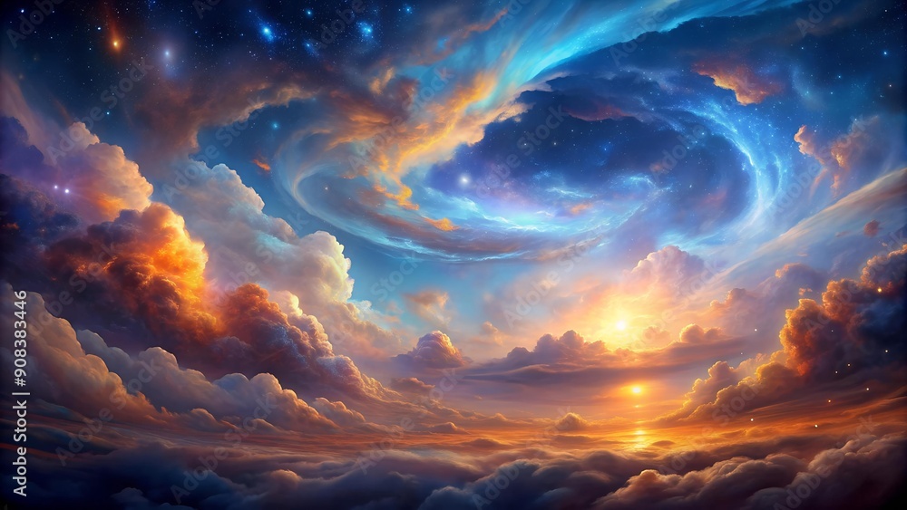 Poster celestial tapestry: a symphony of hues in the cosmic canvas ai generated