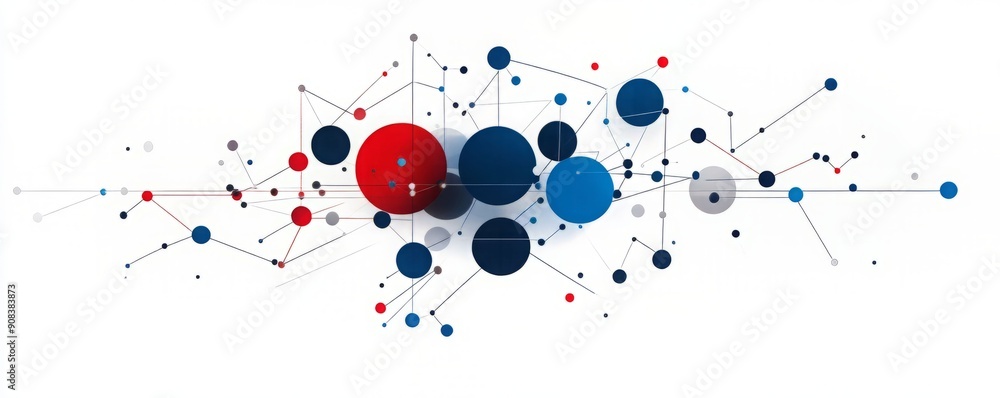 Aufkleber abstract design with colorful spheres and connecting lines, creating a dynamic visual appearance for