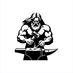 illustration of a blacksmith making knife