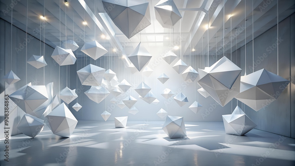Poster ephemeral geometry: a symphony of shimmering white generative ai