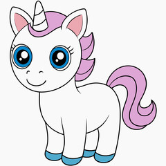 Unicorn isolated on white, Unicorn vector illustration, animal vector art, Unicorn silhouette, pet vector icon, eps, Unicorn cartoon