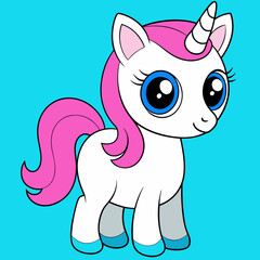 Unicorn isolated on white, Unicorn vector illustration, animal vector art, Unicorn silhouette, pet vector icon, eps, Unicorn cartoon