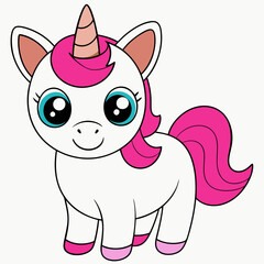 Unicorn isolated on white, Unicorn vector illustration, animal vector art, Unicorn silhouette, pet vector icon, eps, Unicorn cartoon