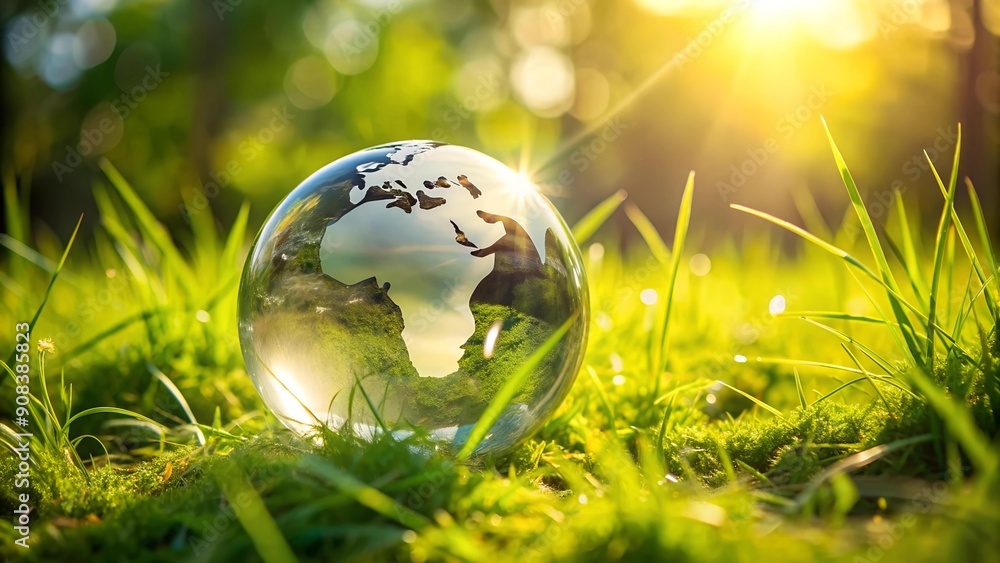 Poster a fragile sphere: the earth's delicate balance in a sunbeam generative ai