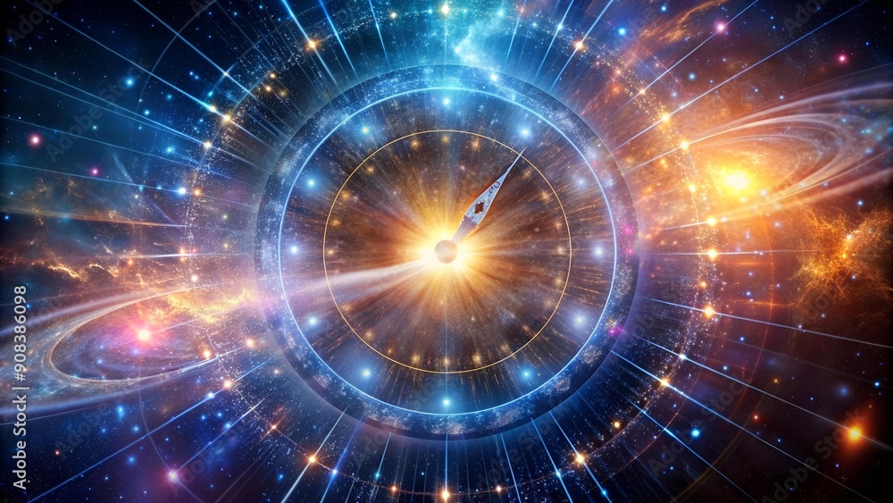 Aufkleber digital nebula: a cosmic cloud of data and time, expanding and evolving ai generated