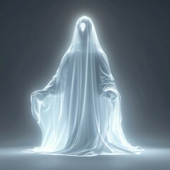 A serene ghostly figure emanating a soft glow, symbolizing mystery and the ethereal. Perfect for concepts of the supernatural.